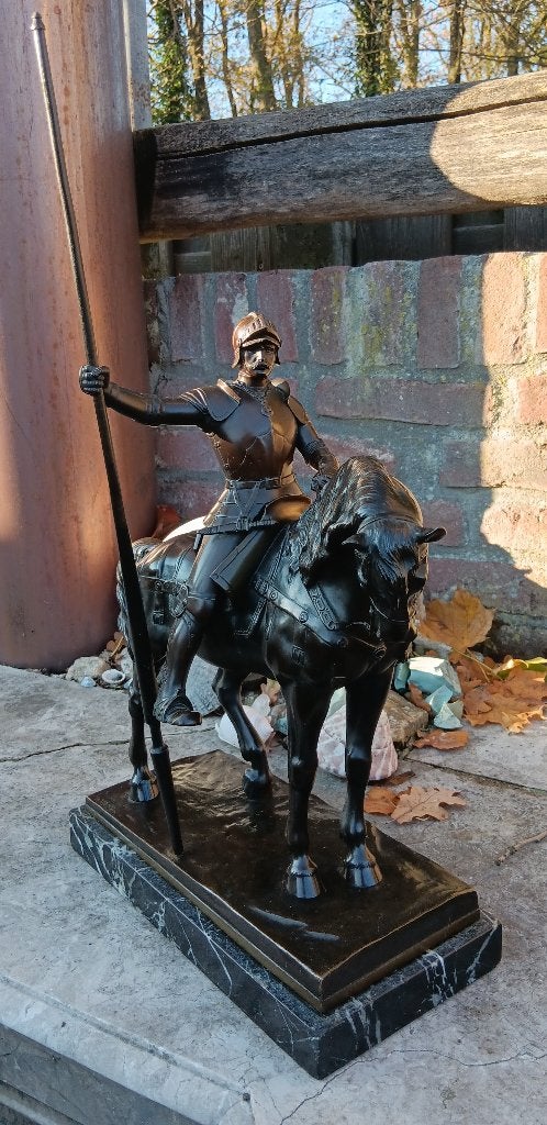 Antiek bronzen ridder te paard F. Frick Oskar Gladenbeck, Ophalen of Verzenden, Brons