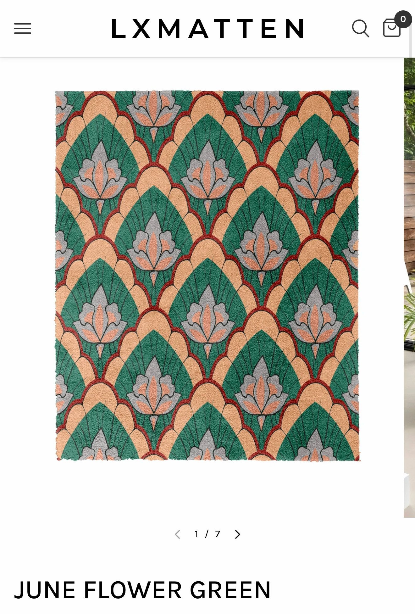 Droogloopmat June Flower Green - LXMATTEN (135x76 cm), Huis en Inrichting, 100 tot 150 cm, Zo goed als nieuw, Rechthoekig, Groen