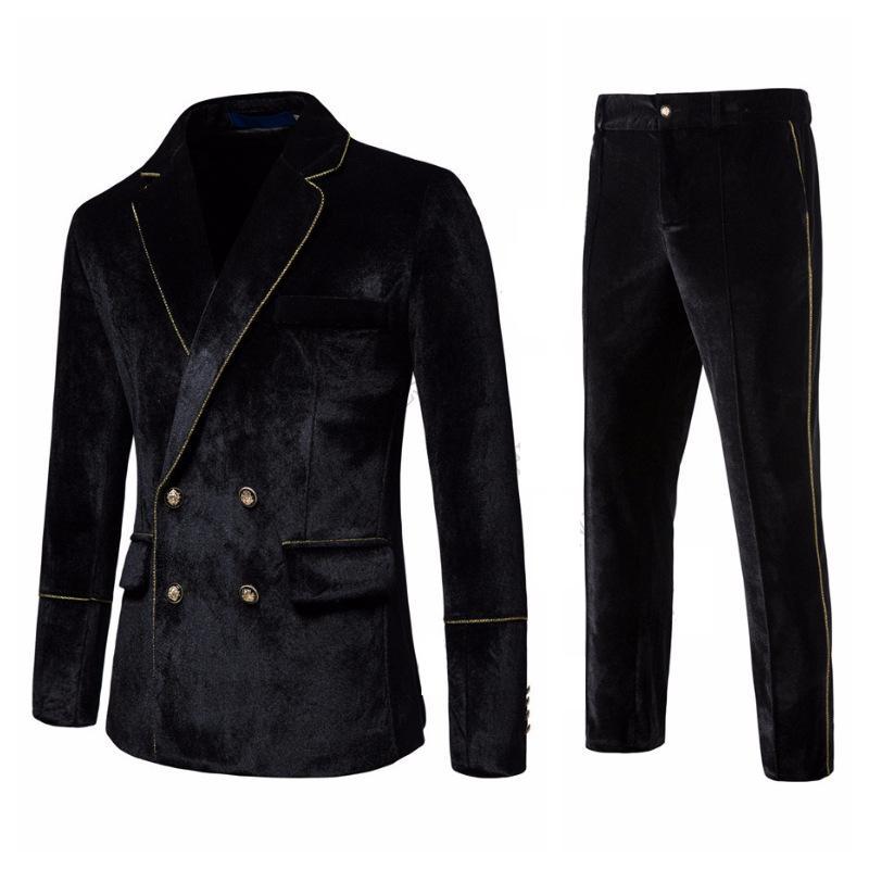 Heren zwart fluwelen kostuum pak blazer colbert pantalon, Verzenden, Nieuw, Overige maten, Zwart