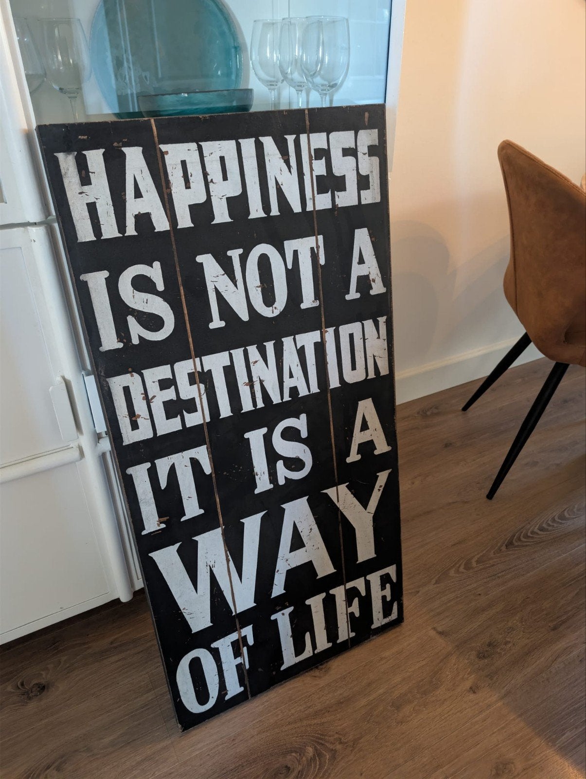 Houten wandbord met tekst - 100x50 cm, Ophalen