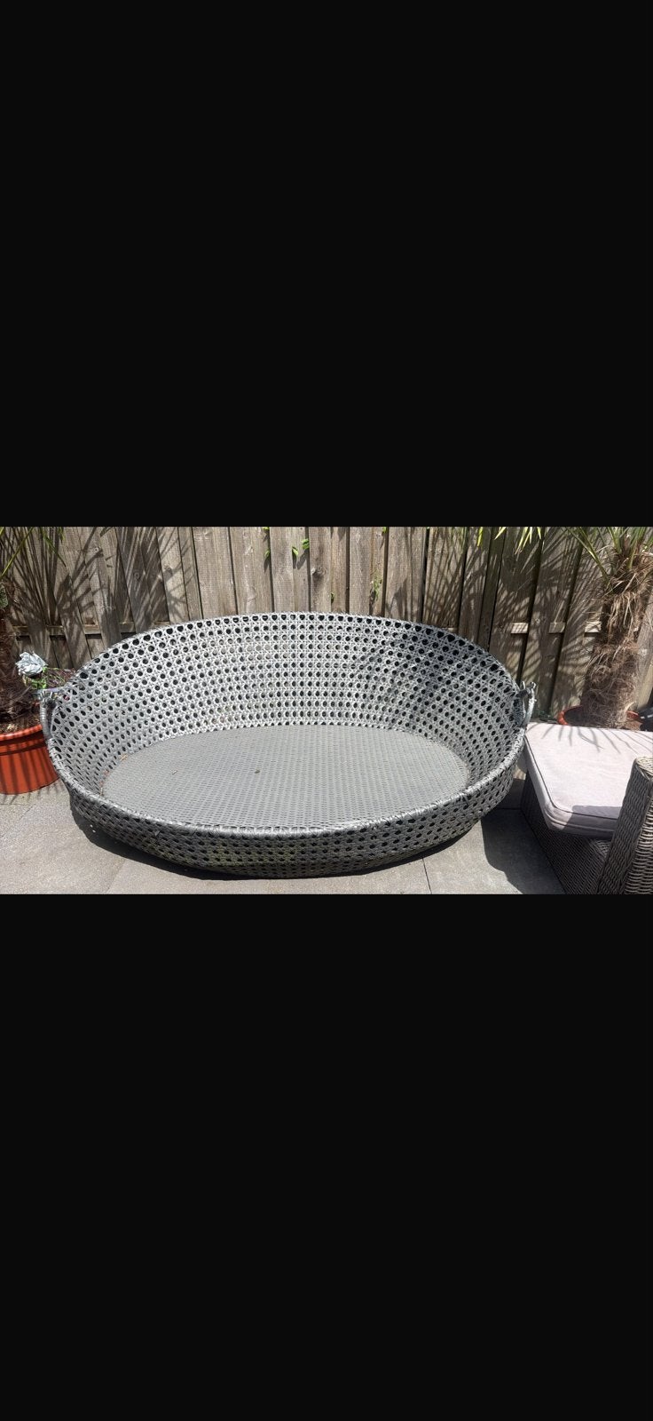 Wicker Loungeset Tuinbank - Grijs, Tuin en Terras, Tuinsets en Loungesets, Ophalen, Gebruikt, 3 zitplaatsen, Loungeset