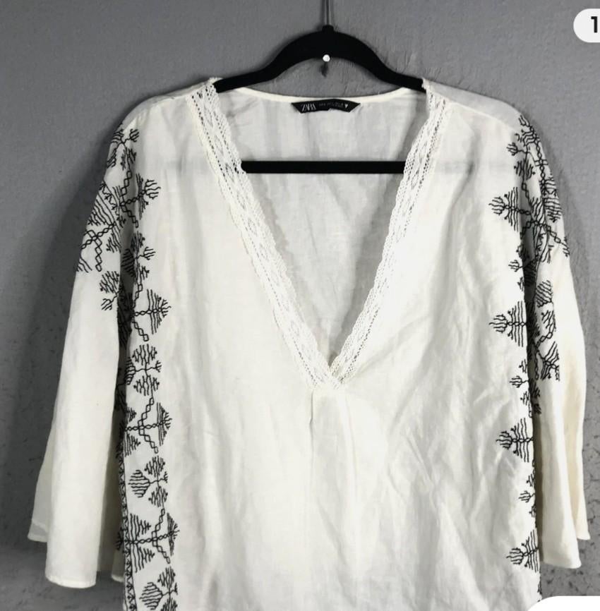 Wit embroidered vleermuis blouse xl Zara geborduurd aztec, Kleding | Dames, Maat 46/48 (XL) of groter, Ophalen of Verzenden, Zo goed als nieuw