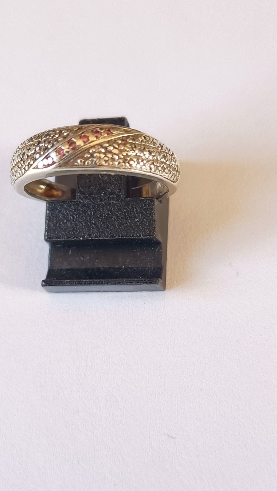 Oude witgouden ring met Roze Topaas en briljantjes, 9 krt, Verzenden, Goud, Ring, Met edelsteen