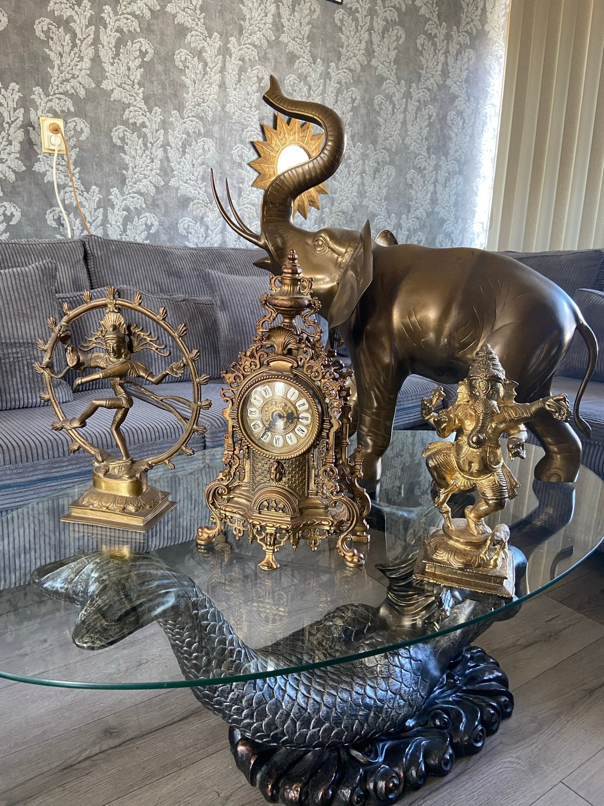 Decoratieve Olifant, Klok en Beeldjes - Bronskleurig, Ophalen of Verzenden