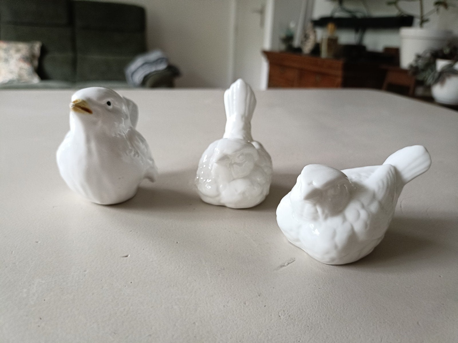 3 vogelbeeldjes van aardewerk, Verzamelen, Beelden en Beeldjes, Zo goed als nieuw, Dier, Ophalen of Verzenden