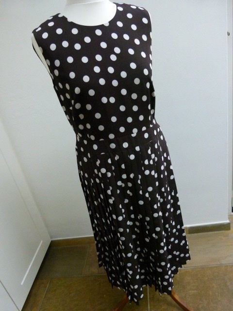 Elegante jurk MADELEINE maat M 38 40 polkadot bruin wit, Maat 38/40 (M), Overige kleuren, Ophalen of Verzenden, Zo goed als nieuw