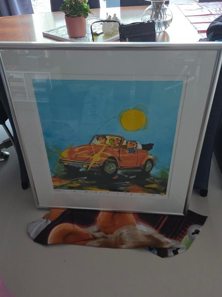 Volkswagen Cabrio zeefdruk van Ad Verstijnen 90x90, Antiek en Kunst, Ophalen