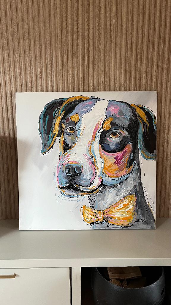 Modern/ abstract schilderij hond, Ophalen