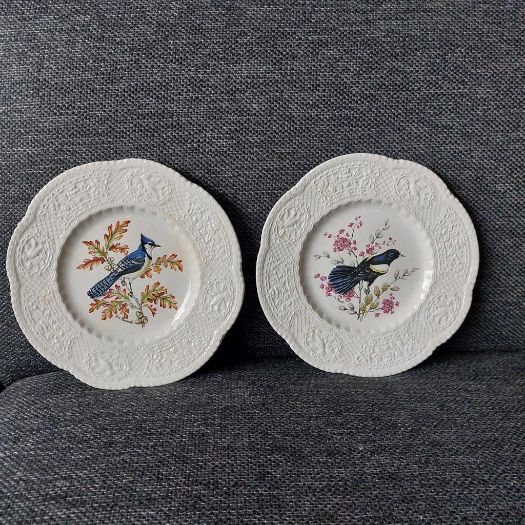 Set van 2 decoratieve borden met vogelmotief, Ophalen of Verzenden