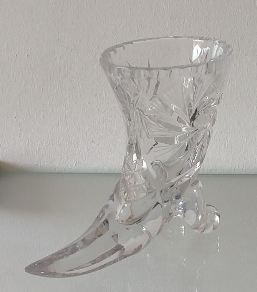 Cornucopia kristalglas bloemenvaas hoorn op poten, volgnr 39, Antiek en Kunst, Ophalen of Verzenden
