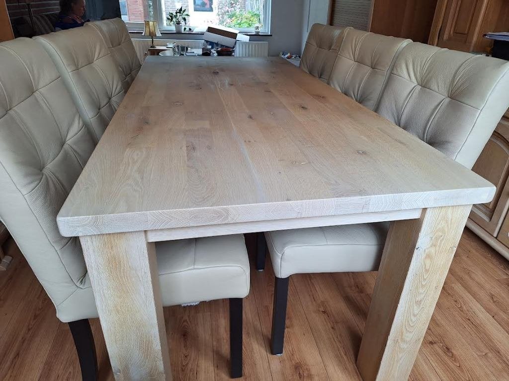 tafel en 6 stoelen, Huis en Inrichting, Ophalen, Gebruikt, 50 tot 100 cm, Vijf personen of meer