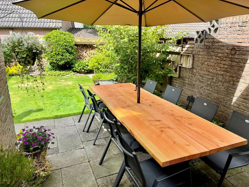 Robuuste Douglas buitentafel op maat, Tuin en Terras, Tuintafels, Ophalen of Verzenden, Zo goed als nieuw