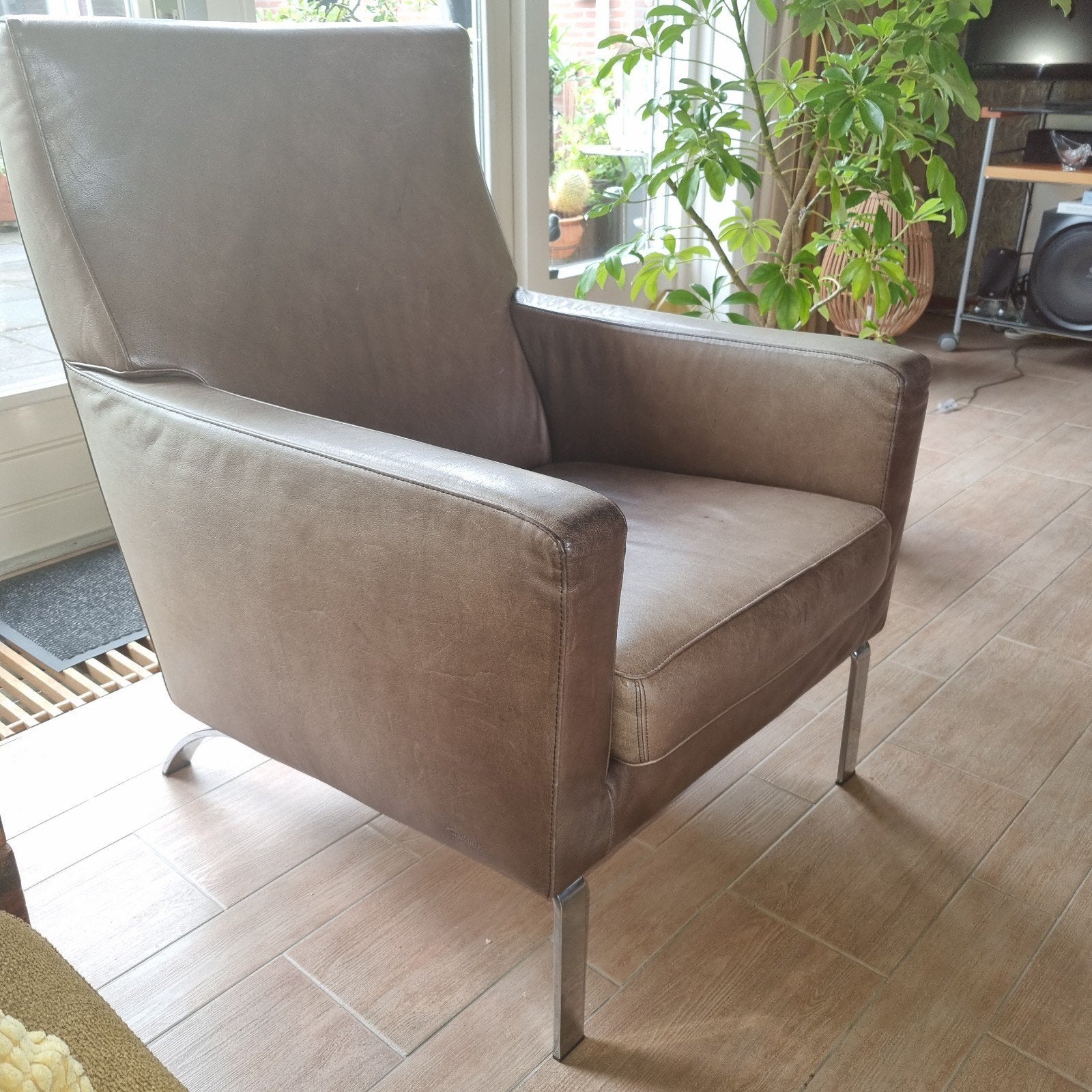Lederen fauteuil van Molinari, Ophalen, Gebruikt, Modern klassiek, 50 tot 75 cm