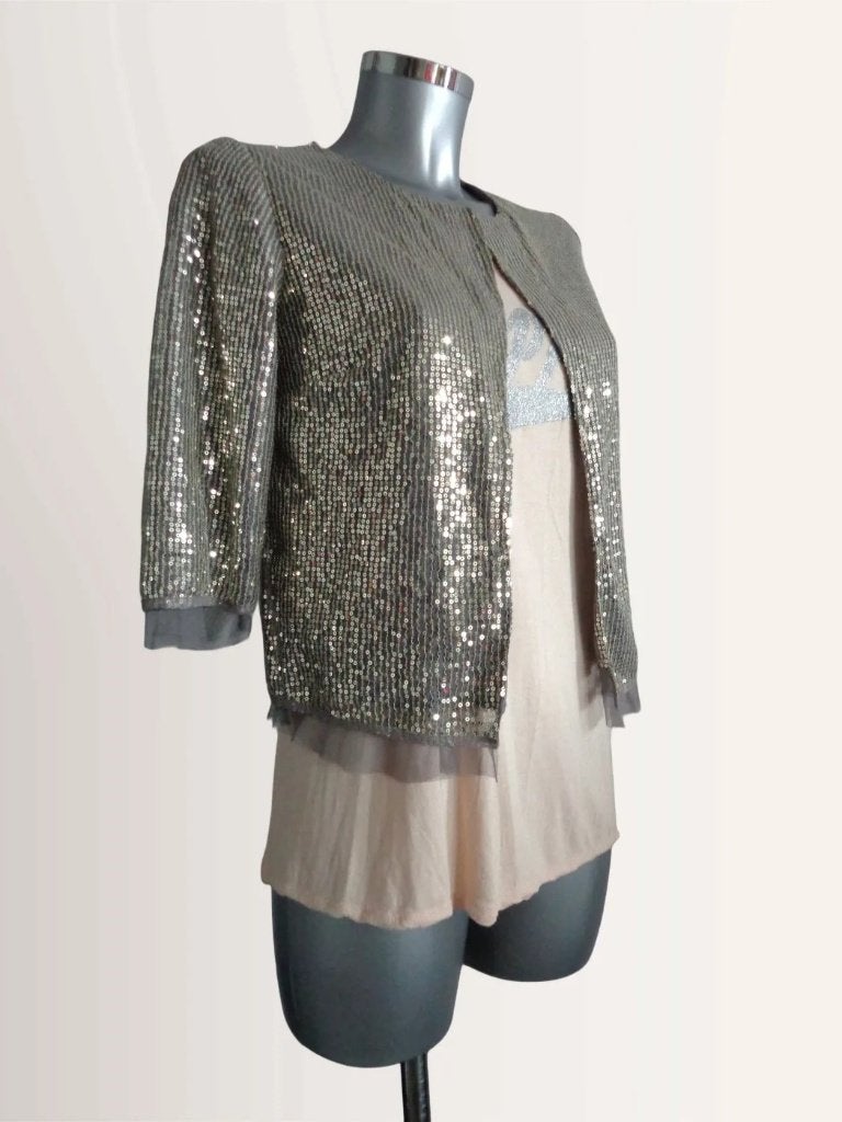 Scee by Twin Set gouden pailletten vestje, maat small, Kleding | Dames, Ophalen of Verzenden, Zo goed als nieuw, Maat 36 (S)