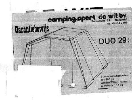 tent  2 persoons  voor € 50,-   1 x  opgezet geweest vado, Caravans en Kamperen, Wit, Tot en met 2, Ophalen of Verzenden, Zo goed als nieuw