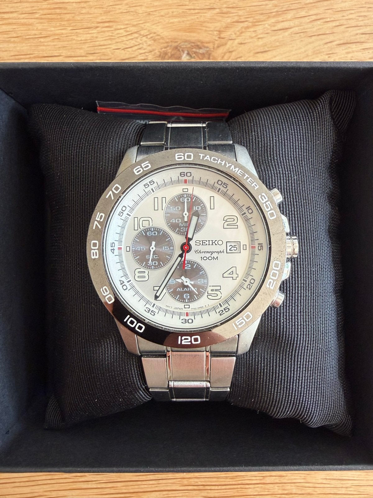 Seiko panda quartz analog Chronograaf, Seiko, Staal, Polshorloge, Ophalen of Verzenden