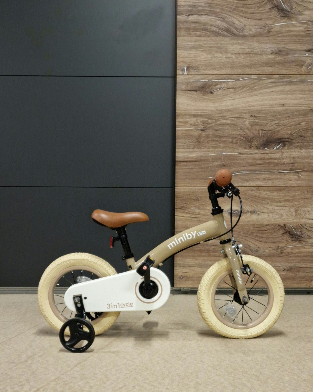 Qplay Miniby Kinderfiets 12/14 inch 3 in 1 loopfiets mocha, Fietsen en Brommers, Fietsen | Vouwfietsen, Ophalen of Verzenden, Nieuw