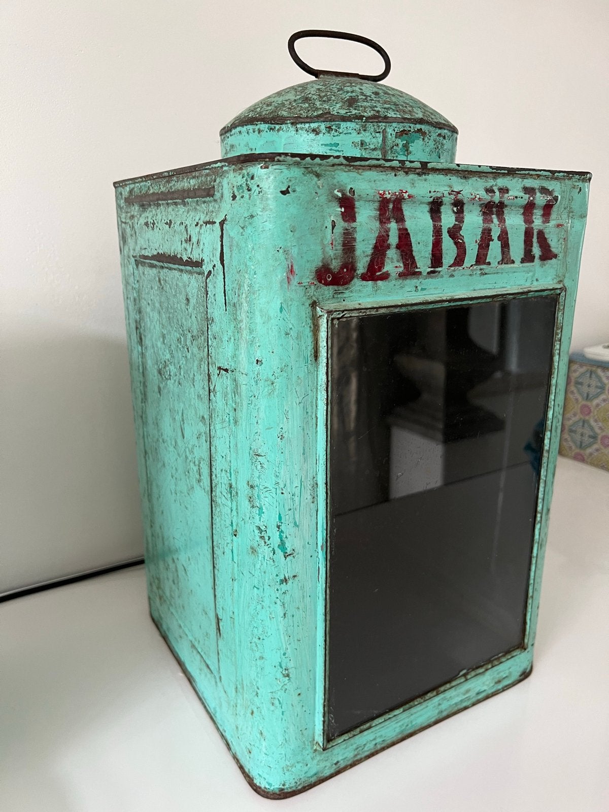 Vintage JABAR blikken bus - windlicht -kroepoekblik, Ophalen of Verzenden