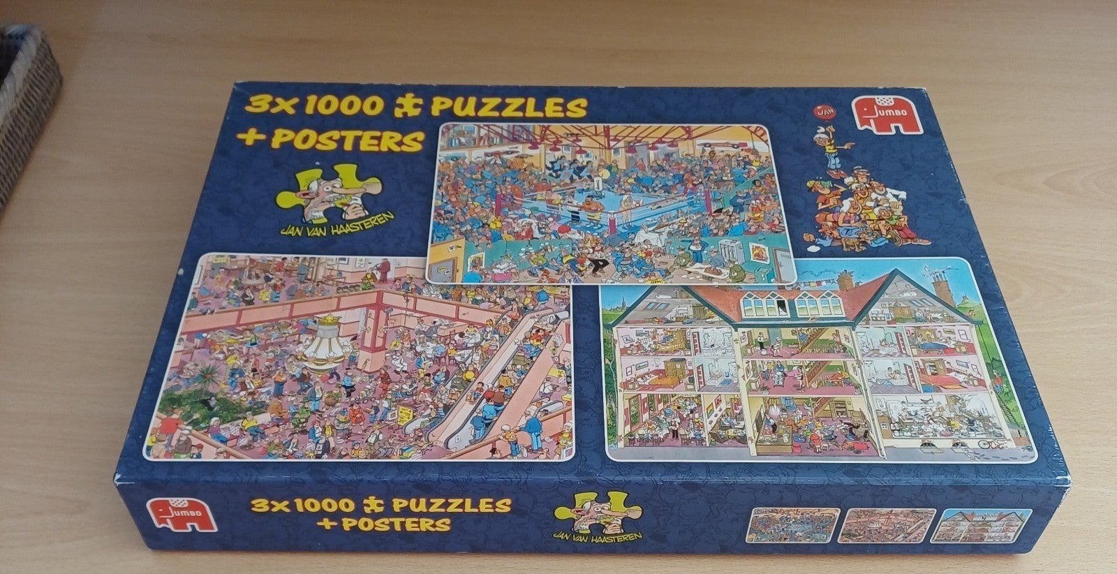 Jan van Haasteren. 3 in 1 doos, Ophalen, Meer dan 1500 stukjes, Gebruikt, Legpuzzel