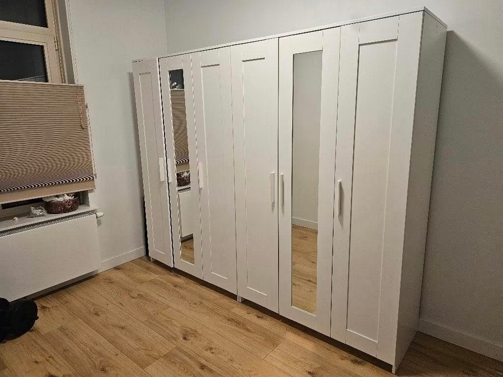 3x Brimnes kledingkast 3 doors wardrobe spiegel Ikea wit, Ophalen, 100 tot 150 cm, Zo goed als nieuw, 150 tot 200 cm