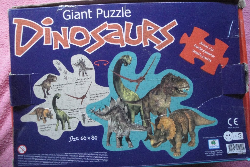 GIANT DINOSAURS KINDERPUZZLE 120  stukken voor 2,50euro, Ophalen of Verzenden, Minder dan 500 stukjes, Zo goed als nieuw
