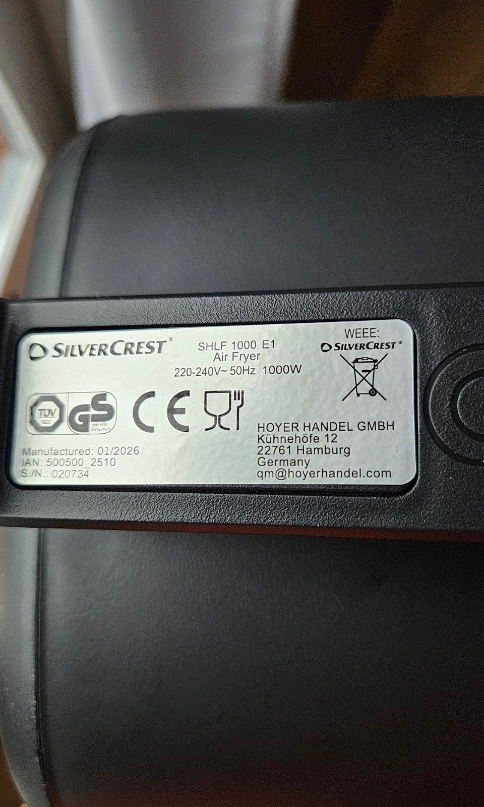 Foto 4 van Silvercrest Airfryer SHLF 1000 E1 - Nieuw, ongebruikt