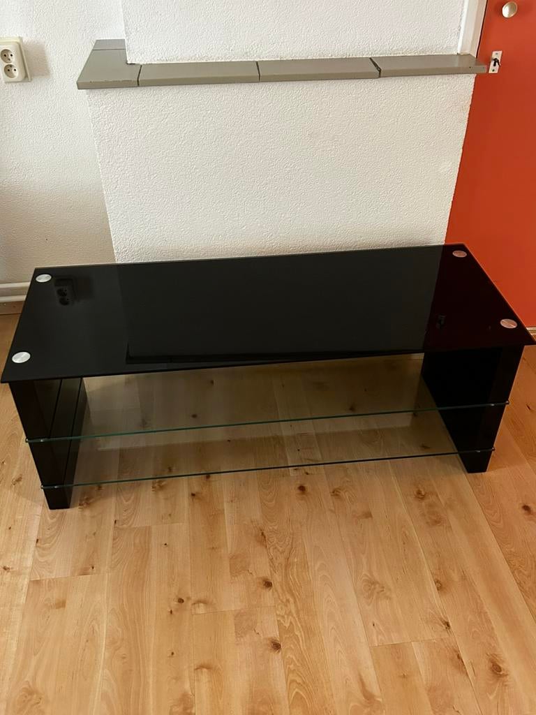 Tv meubel dik glas, Ophalen of Verzenden, Minder dan 100 cm, 25 tot 50 cm, Glas