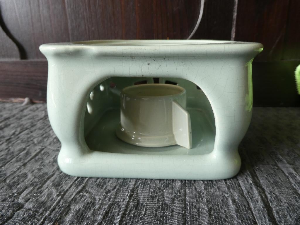 vintage waxinelichtjes warmhoud theelichtje lichtgroen, Ophalen of Verzenden, Zo goed als nieuw
