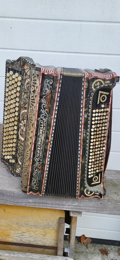 Oude accordeon - La Maison Du Swing zeer mooie staat, Gebruikt, Met riemen, 80-bas, Knopaccordeon