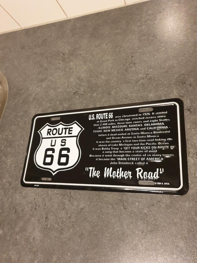 Route 66 bord met kleine deuk, Ophalen of Verzenden, Gebruikt, Reclamebord