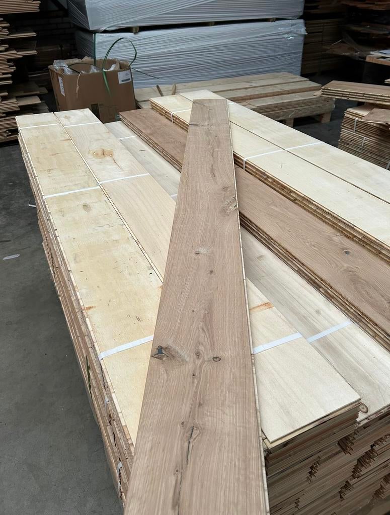 Eiken vloeren visgraat multiplank restpartijen parket, Doe-het-zelf en Verbouw, Vloerdelen en Plavuizen, Parket, Nieuw, Ophalen of Verzenden