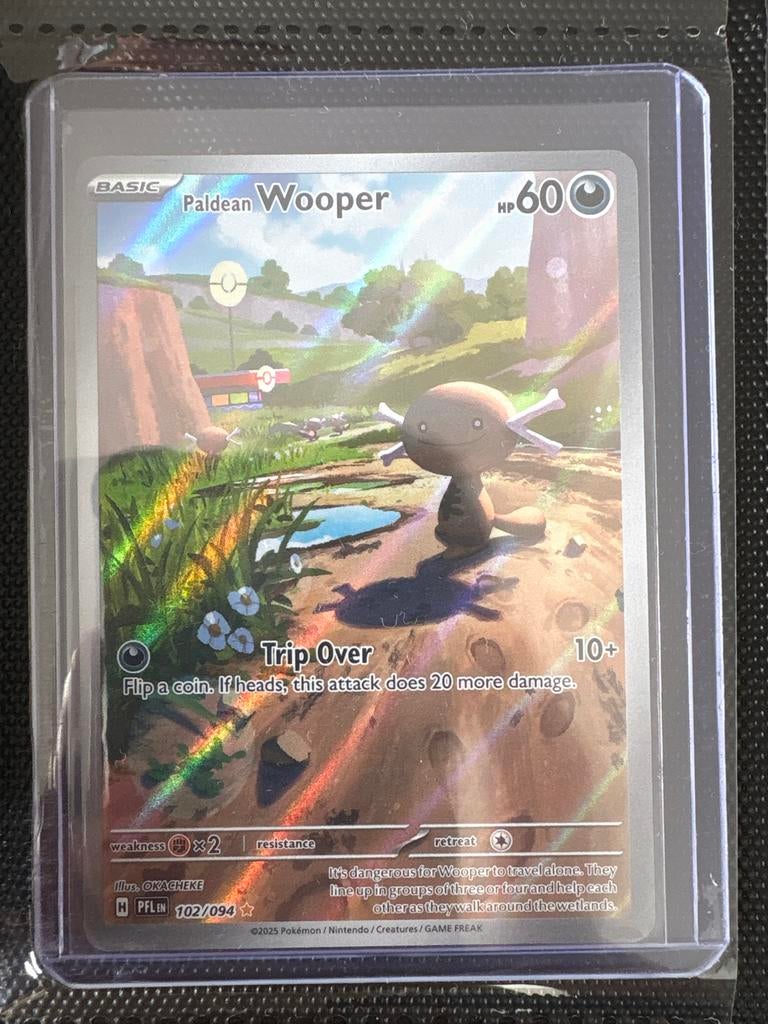 Paldean Wooper Foil - Zeldzame Pokémonkaart, Ophalen of Verzenden, Zo goed als nieuw, Losse kaart, Foil