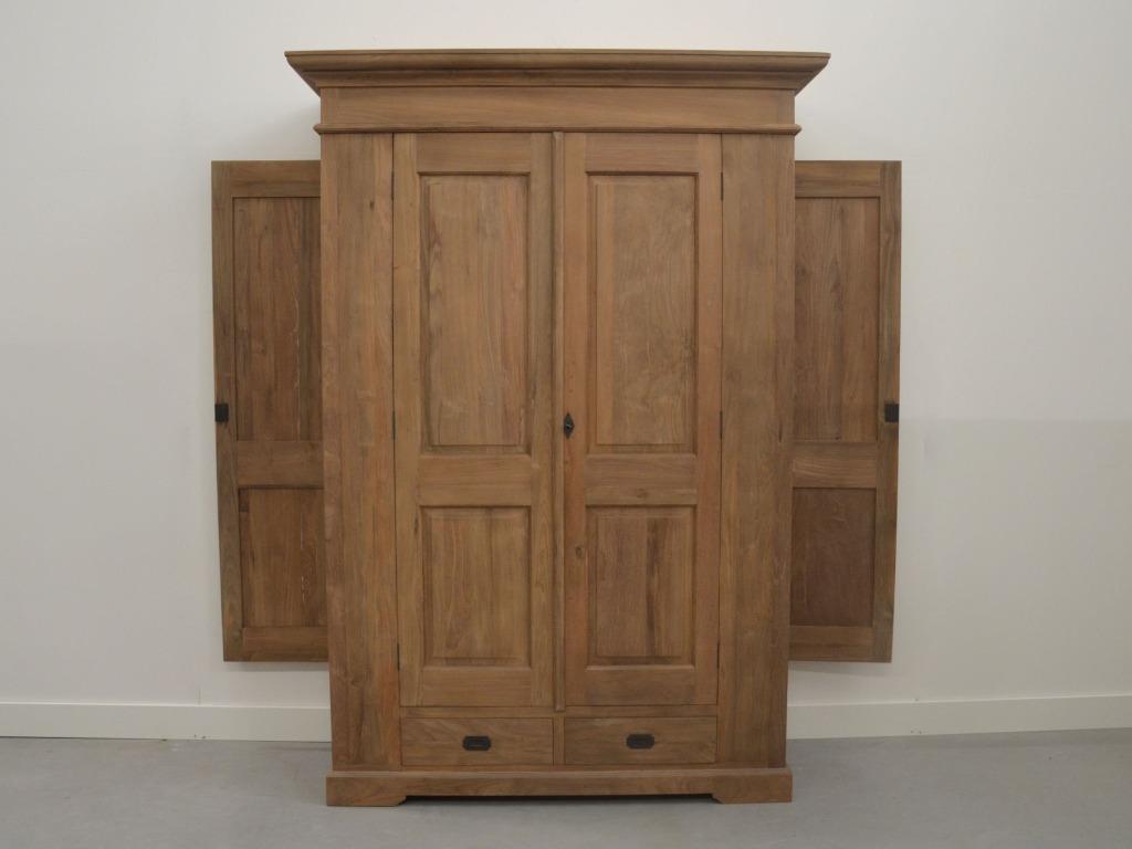 Dichte teak kast / teak jagerskast, 100 tot 150 cm, 200 cm of meer, Met klep(pen), Nieuw