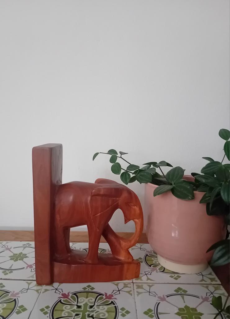 Houten vintage Boekensteun Olifant, Ophalen of Verzenden