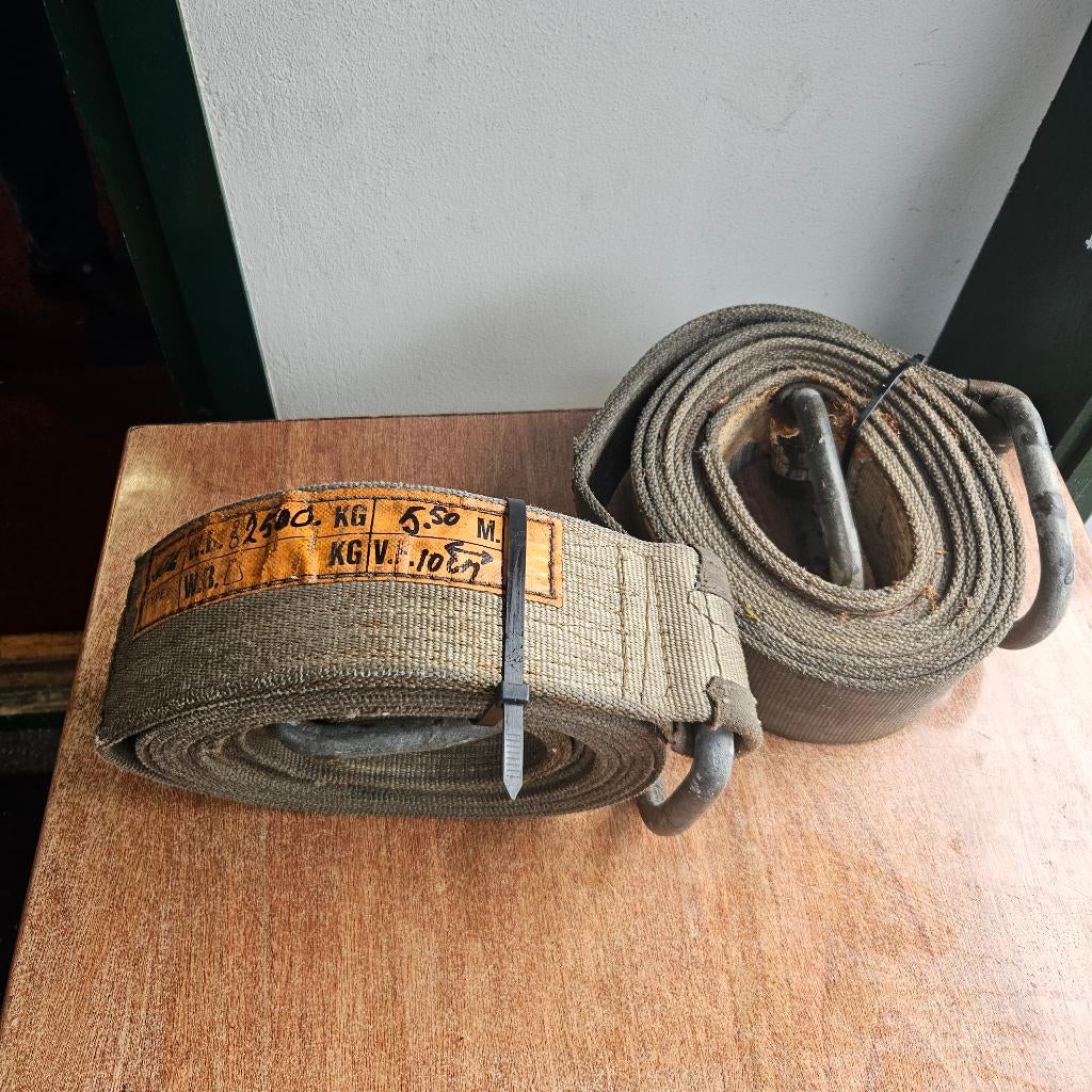 2 x hijsband 5,5 meter lang,    10 cm breed 15,   2500 kilo, Ophalen, Zo goed als nieuw, Handmatig