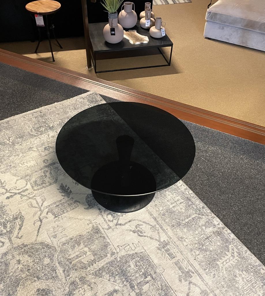 Salontafel Romy glas/hout E-1824 Driect/leverbaar/Enschede, Huis en Inrichting, Ophalen, 50 tot 100 cm, Rond, Nieuw