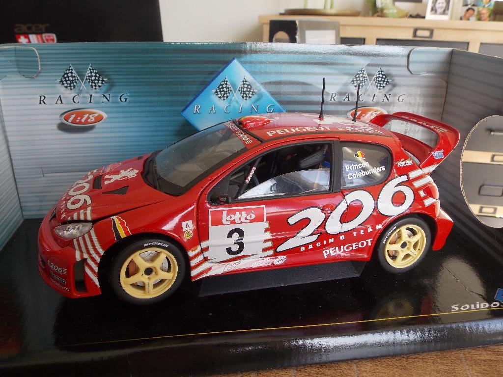 Solido S Peugeot 206 WRC Princen (1:18), Hobby en Vrije tijd, Modelauto's | 1:18, Ophalen of Verzenden, Zo goed als nieuw, Auto