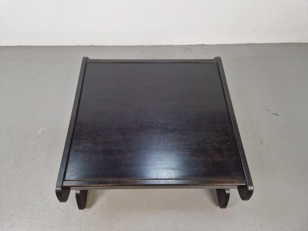 Vintage Wengé Salontafel Brutalist Postmodern ‘70 Hout, 100 tot 150 cm, N, Vierkant, N