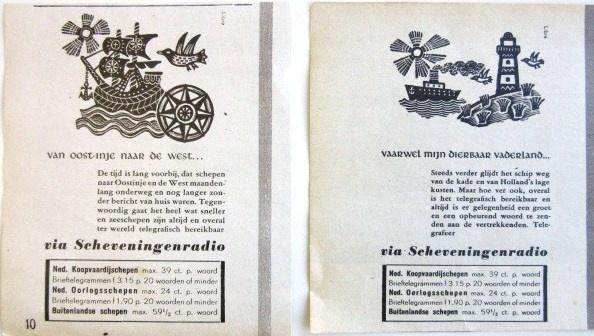 4 vintage reclames radio Scheveningenradio piratenzender, Ophalen of Verzenden, Gebruikt, Overige typen