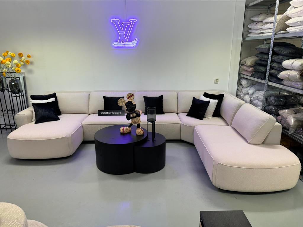 Luxe Velvet Teddy U-Bank Dutti 170x410x260cm NIEUW - Uniek, Huis en Inrichting, Banken | Bankstellen, Nieuw, Hoekbank, Vierpersoons of meer
