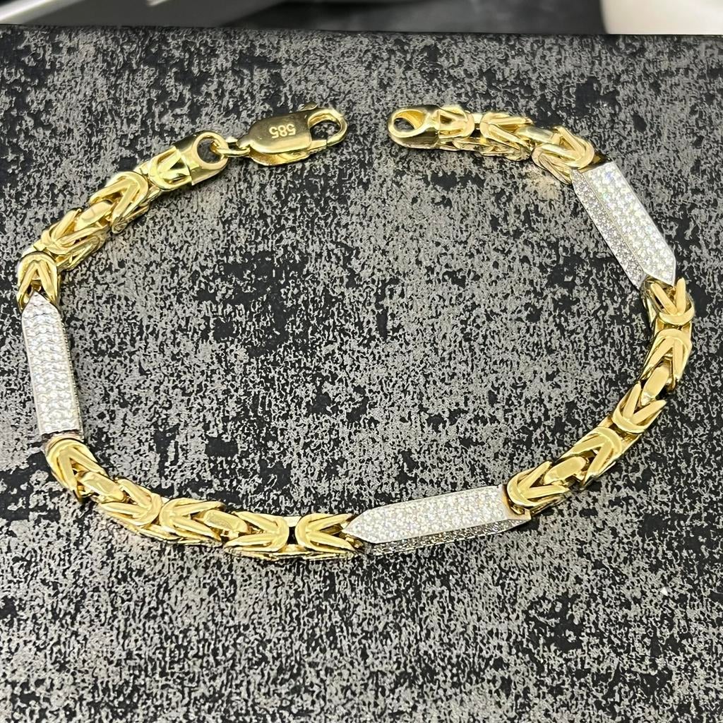 14 karaat gouden armband koningsschakel koningsarmband, Ophalen of Verzenden, Zo goed als nieuw, Goud