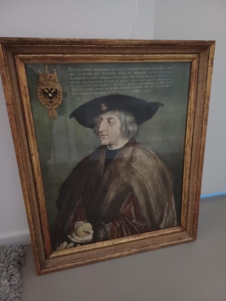 Maximiliaan I portret, Altrecht Dürer print in lijst, Antiek en Kunst, Ophalen