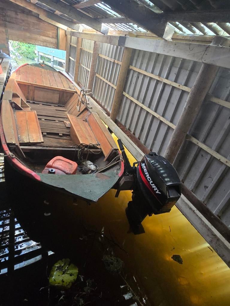 Stalen Sloep / Vlet met Mercury 25pk, Watersport en Boten, Motorboten en Motorjachten, Ophalen of Verzenden, Gebruikt