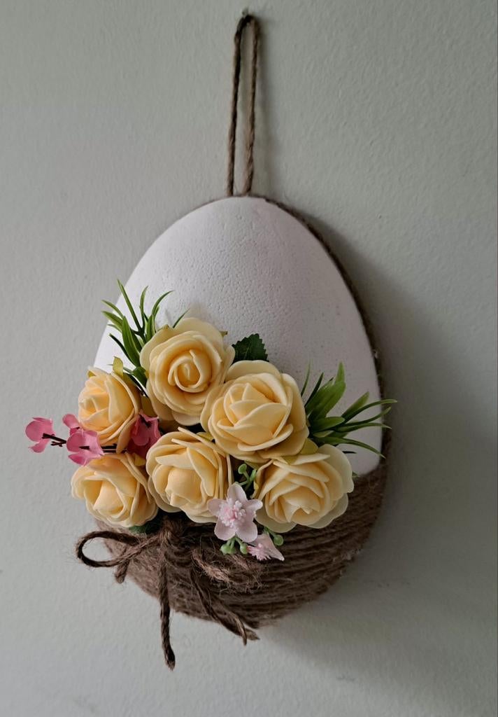 Paasei decoratie met bloemen, Ophalen of Verzenden, Zo goed als nieuw