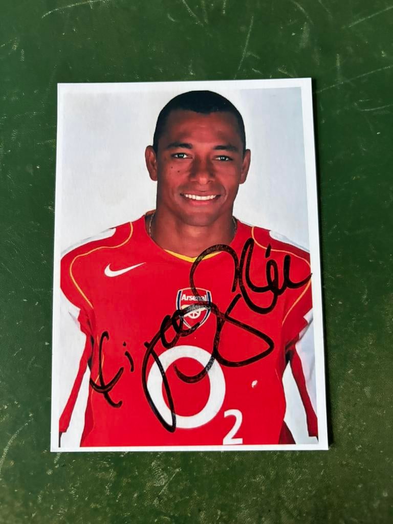 Gesigneerde spelerskaart Gilberto Silva Arsenal, Verzamelen, Sportartikelen en Voetbal, Ophalen of Verzenden, Zo goed als nieuw