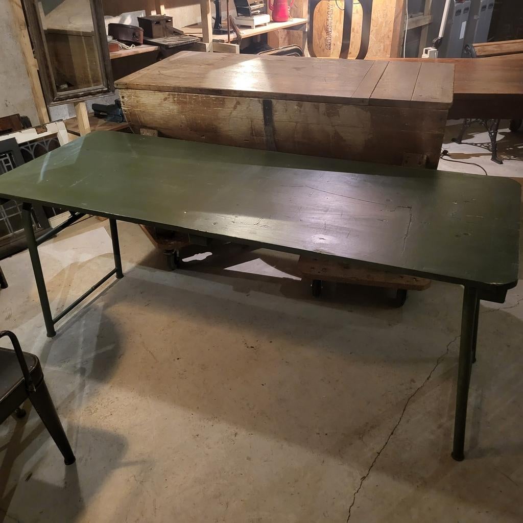Zware Militaire werktafel, bureautafels, Antiek en Kunst, Ophalen