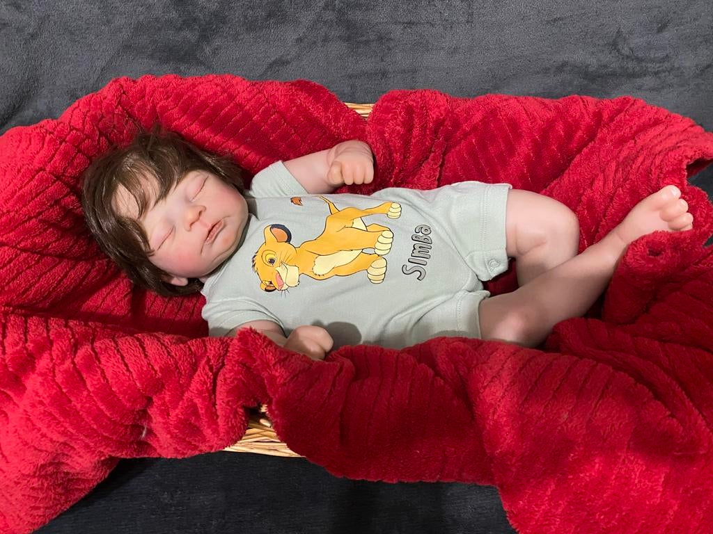 Reborn Baby Pop met Gerootte Haartjes, Verzamelen, Poppen, Ophalen of Verzenden, Zo goed als nieuw, Babypop