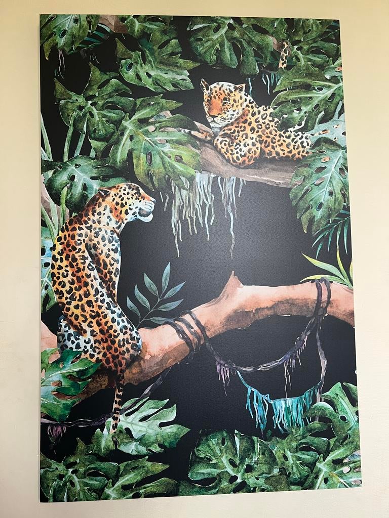 Canvas Schilderij met Luipaarden, Huis en Inrichting, Ophalen of Verzenden, Zo goed als nieuw, Schilderij, 75 cm of meer