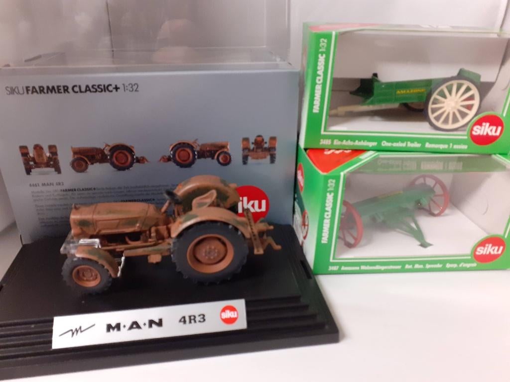 Tractor 1/32 M.A.N. 4R3 1:32 traktor + 2 stuks Amazone Siku, Ophalen of Verzenden, Nieuw, Tractor of Landbouw