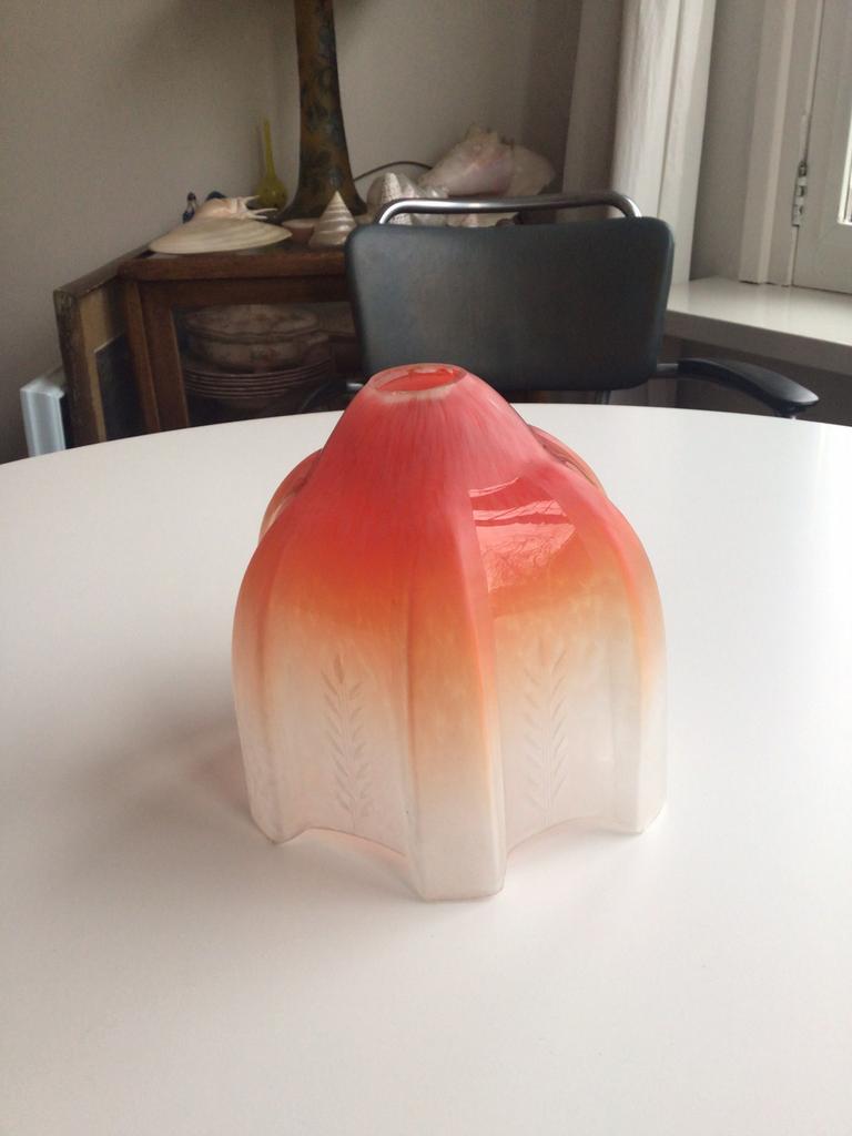 Lampenkapje glas Jufendstil, Gebruikt, Rond, Ophalen of Verzenden, Minder dan 25 cm